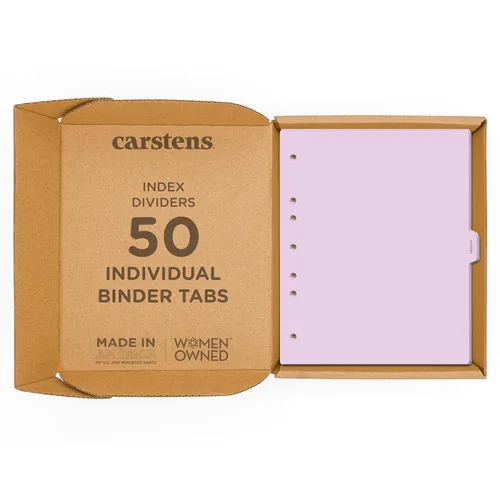 Vista 14 de Carstens - Heavy Duty Misc. Records Plastic Ring Binder Dividers, Side Tab, 1/9 Cut, Tab 5 Position, US Letter, Case of 50, (2616-59CS) - Ideal
