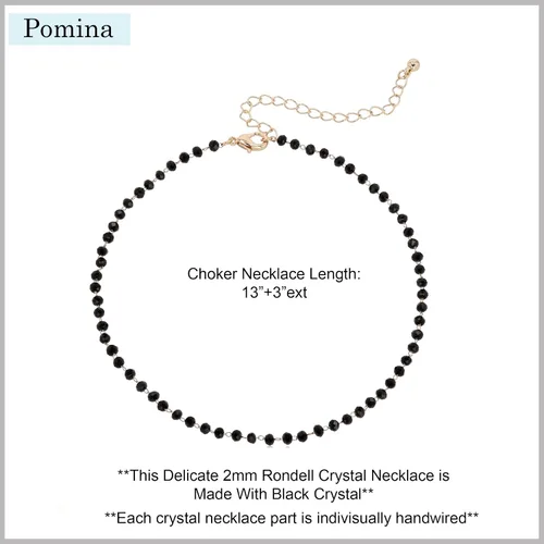 Vista 5 de POMINA Delicada gargantilla negra con cuentas de cristal, gargantilla de cuentas de cristal multifacéticas para mujer