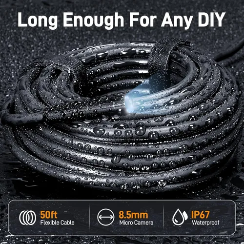 Vista 6 de Teslong - Cámara de boroscopio USB C de 50 pies con luz para iPhone 15/16/17 Android 15m DIY Scope Camera for Sewer Drain Pipe Inspection, 8 LED