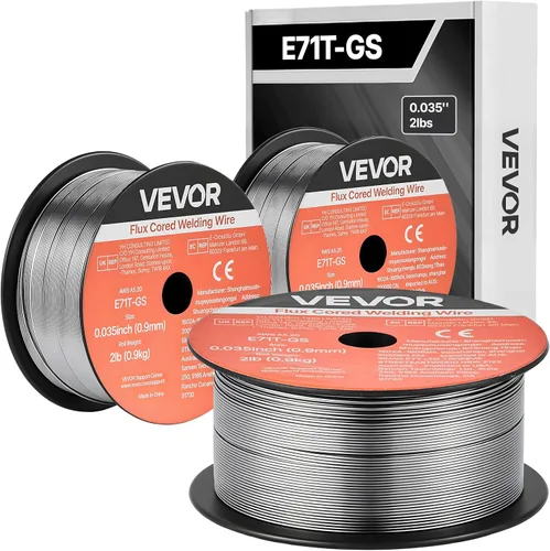 Vista 10 de VEVOR Flux Core - Cable de soldadura MIG, E71T-GS 0.03 pulgadas, 2 libras, alambre de soldadura de acero suave sin gas con salpicaduras bajas