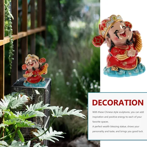 Vista 4 de BESPORTBLE CAI Shen - Estatua de Feng Shui, Dios de la riqueza, 2.5 x 3.5 pulgadas, adornos de resina de la suerte para sala de estar, dormitorio