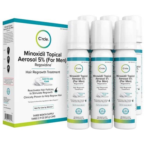 Vista 2 de Minoxidil para hombres espuma 5%, suministro sin perfume para 1 mes, apoya