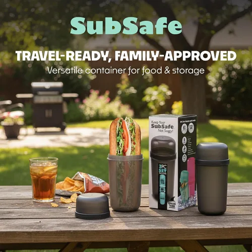Vista 12 de SubSafe Contenedor para sándwich de 3 piezas, gris carbón, como se ve en Shark Tank, impermeable, a prueba de golpes, almacenamiento de alimentos