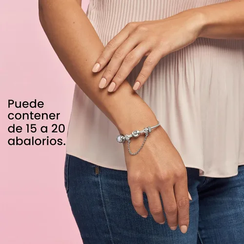 Vista 8 de PANDORA, Moments - Pulsera de cadena tipo serpiente con cierre de corazón, pulsera con dije compatible con dijes de Moments, viene con caja de regalo