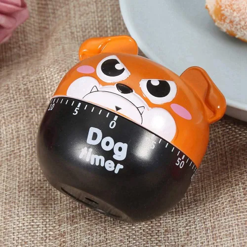 Vista 6 de Temporizador de cocina mecánico con forma de perro lindo temporizador de cuenta regresiva de 55 minutos, no requiere batería, reloj de cocina