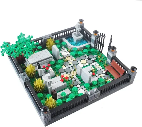 Vista 2 de Juego de mini ladrillos embrujados de Halloween, juego de cementerio, bloques de construcción, arquitectura, ladrillos de construcción, juego de #1