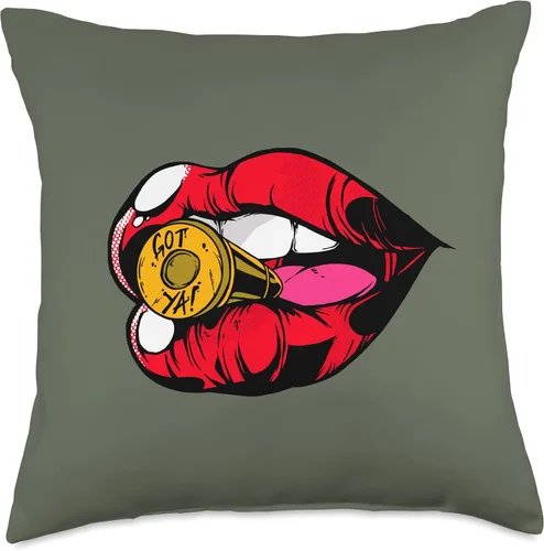 Vista 5 de Rojo Sexy Labios Dientes Lengua Boca Almohada