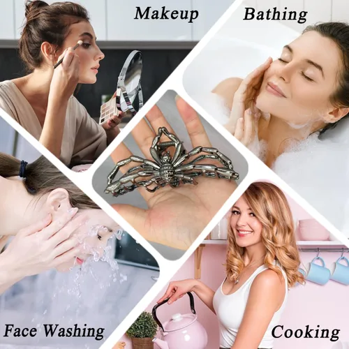 Vista 8 de Pinzas para el cabello grandes y realistas de metal negro con garra de araña, agarre fuerte, antideslizantes, accesorios para el cabello grueso