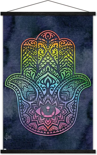 Vista 7 de Trends International Brigid Ashwood - Rainbow Hamsa Wall Poster with Magnetic Frame