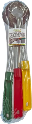 Vista 6 de Cucharas de servicio con control de porciones de acero inoxidable Paquetes combinados (1oz, 2oz, 3oz sólido)