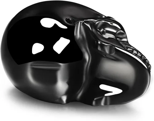 Vista 6 de Skullis Cabeza de calavera de cristal de obsidiana negra de 2.0 pulgadas, escultura de arte fino de piedras preciosas talladas a mano, estatua