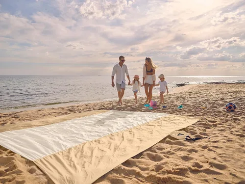 Vista 8 de WEKAPO Manta de Playa Resistente a la Arena e Impermeable, Alfombrilla de Playa Extra Grande, Alfombrilla Sin Arena de Tamaño Grande y Compacta