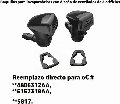 Vista 2 de 4806312AA Boquillas de Lavaparabrisas Premium Compatible con Dodge Nitro 2007-2012; Jeep Liberty: 2008-2013; Commander 2006-2010 Boquilla