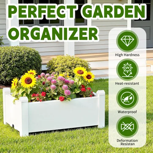 Vista 5 de PatioZen Cama de jardín elevada de 14 galones, maceta elevada de riego automático con tapón de drenaje y medidor para verduras, flores, hierbas Ashen