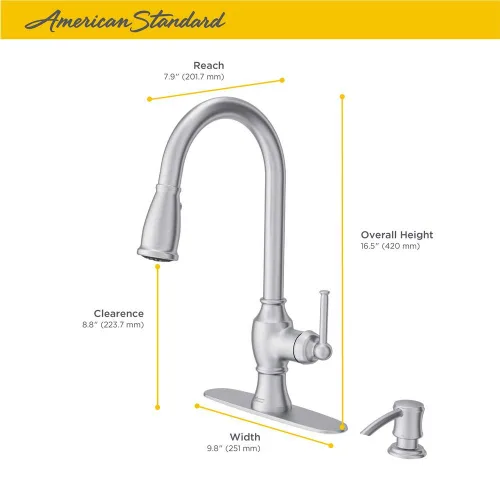 Vista 2 de American Standard Marchand - Grifo de cocina desplegable de un solo control, acabado aceitado