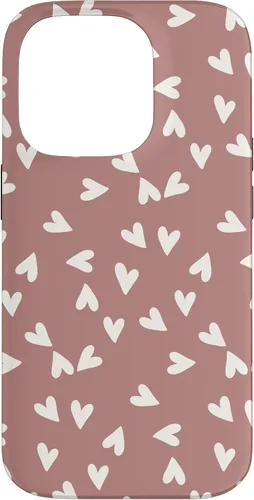 Vista 17 de Simple Chic Boho Heart Pattern - Carcasa para iPhone 16, color rosa polvoriento