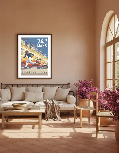 Vista 5 de 1959 Grand Prix - 24 horas de Le Mans Francia - Carreras de resistencia - Póster de carreras de coches vintage por Michel Bélignod c.1959