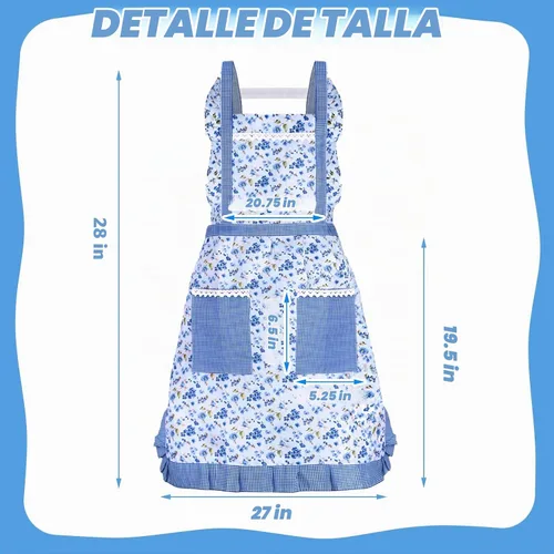 Vista 3 de Zhanmai 3 Pcs Floral Aprons for Women with Pockets