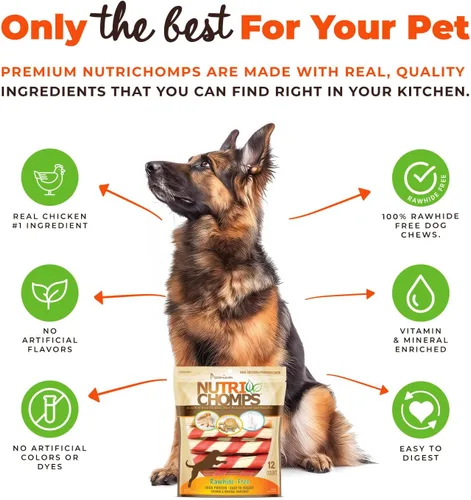 Vista 3 de NutriChomps - Masticables para perros, giros de 6 pulgadas, fáciles de digerir, golosinas para perros sin piel cruda, saludables, 12 unidades, pollo