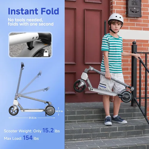 Vista 5 de isinwheel S4 Kids Electric Scooter, 200W Foldable, Ages 6-14, 3 Speeds