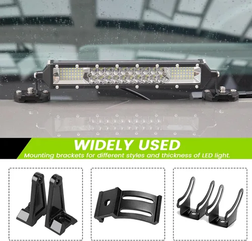 Vista 3 de Soportes de Luces Ditch para Montaje de Capó – 2 Soportes de Montaje Universales para Barra de Luz LED, Bisagra de Capó, Pilar, Vaina, Luz