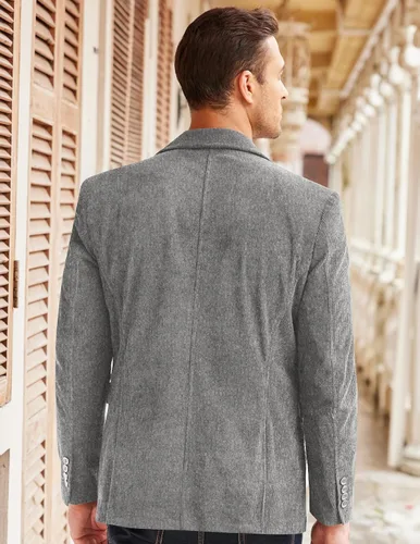 Vista 3 de COOFADNY - Blazer casual de pana para hombre, ajuste clásico, con dos botones, con solapa de muesca