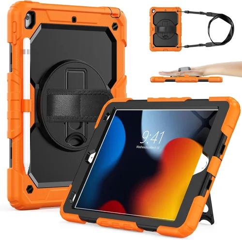 Vista 10 de SIBEITU Funda compatible con iPad de 9ª/8ª/7ª generación con protector de pantalla para bolígrafo, funda para iPad de 10.2 pulgadas, funda