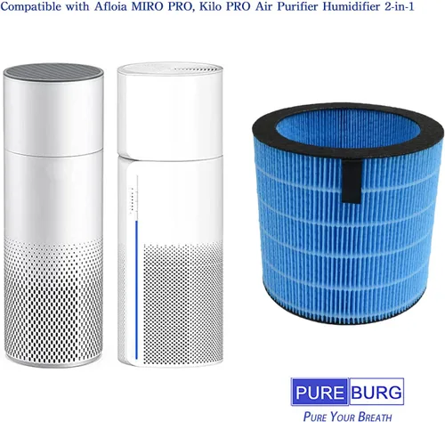 Vista 2 de PUREBURG Filtros humidificadores compatibles con Afloia MIRO PRO, humidificador purificador de aire Kilo PRO 2 en 1, paquete de 2