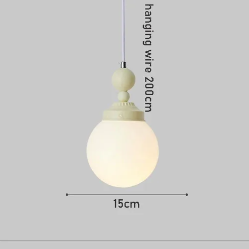 Vista 4 de Lámpara colgante de cristal con forma de globo crema, iluminación moderna para isla de cocina, 1 luz, mini lámpara colgante E27/E26, enchufe