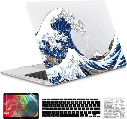 Vista 17 de Funda compatible con MacBook Air de 13 pulgadas 2022, 2021-2018 A2337 M1 A1932 A2179, carcasa de plástico duro duradero, cubierta de teclado