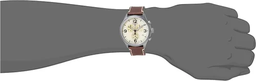 Vista 4 de Tissot Chrono XL - Caja de acero inoxidable 316L con revestimiento de PVD gris reloj de cuarzo marrón cuero 22 T1166173626700 Marrón