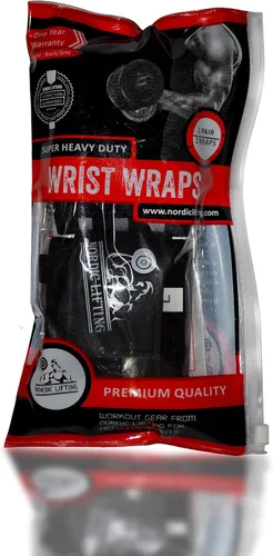 Vista 6 de Nordic Lifting Wrist Wraps Super Heavy Duty (1 Pair/2 Wraps) 24" Support for Weight Lifting Powerlifting Gym Cross Training- Weightlifting
