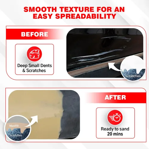Vista 4 de Roberlo Maxifill - Relleno de cuerpo ligero superior, fácil de lijar y pintar para reparaciones de automóviles, ideal para abolladuras, agujeros