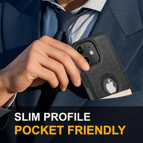 Vista 5 de Funda protectora de cuero de lujo con diseño único para iPhone 11, antideslizante, resistente a los arañazos, ultra delgada, funda protectora