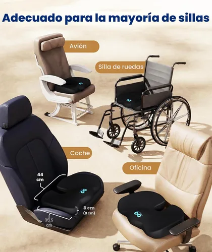 Vista 5 de Everlasting Comfort - Cojín de asiento para silla de oficina, cojín de coxis, almohada de ciática para sentarse (negro)