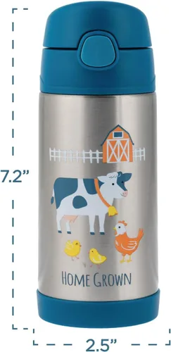 Vista 2 de Stephen Joseph Botellas de acero inoxidable de doble pared, botella de agua aislada para niños pequeños, botella aislada al vacío con popote, Abeja