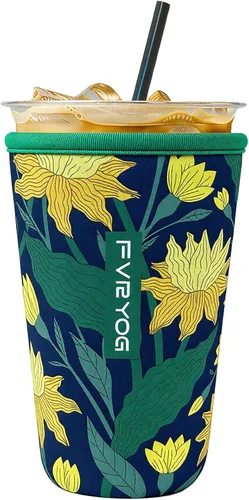 Vista 92 de Fundas de neopreno reutilizables aisladas para café helado, fundas para tazas de café helado, fundas para bebidas heladas y calientes