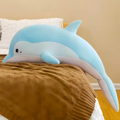 Vista 6 de RYOLOY Almohada de peluche de delfín, almohada gigante de peluche de 39.3 pulgadas, suave felpa del océano marino, regalos para todas las edades