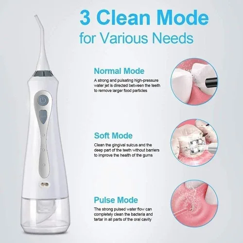 Vista 3 de Irrigador dental de agua inalámbrico para dientes - Modos de irrigador oral dental, portátil y recargable IPX7, impermeable, potente duración