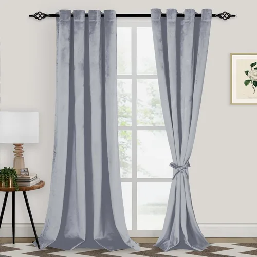 Vista 13 de XWZO Cortinas de terciopelo azul de 63 pulgadas de largo, elegantes cortinas de lujo suaves para sala de estar, aislamiento térmico, oscurecimiento