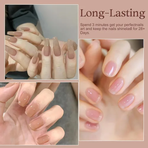 Vista 3 de TONITU G · Juego de 6 esmaltes de uñas de gel de gelatina, color rosa pálido, rosa pálido, rosa polvoriento, melocotón, malva, gris topo, kit