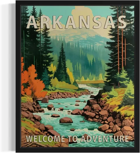Vista 21 de Póster artístico de paisaje del estado de Alabama, decoración artística de paisaje retro de estados, pintura de montaña y paisaje de aventura