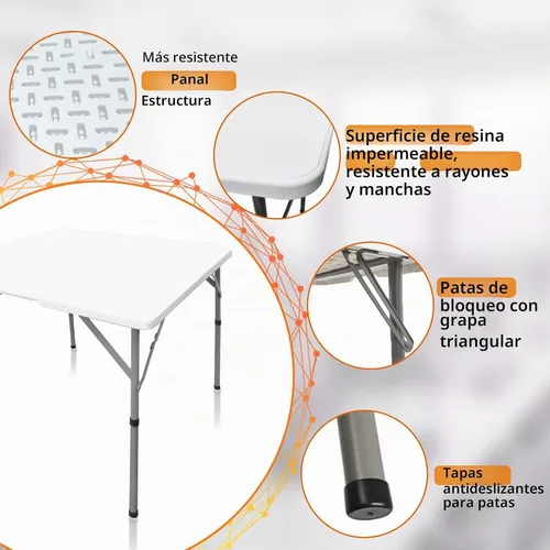 Vista 6 de Mesa de tarjetas plegable cuadrada de 34 pulgadas, diseño