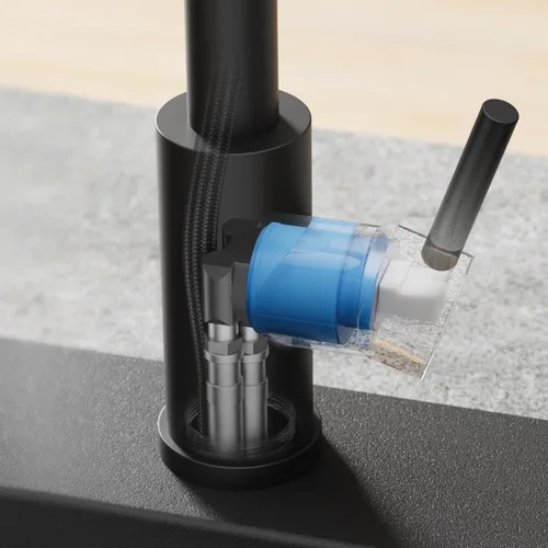 Vista 9 de Grifo de cocina táctil, rociador desplegable de 3 modos, sensor activado, válvula de cerámica, control de temperatura LED, rotación de 360 grados