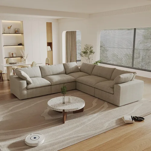 Vista 25 de Cloud - Sofá modular convertible de 80.3 pulgadas en forma de L para sala de estar con otomana de almacenamiento, sofás profundos minimalistas