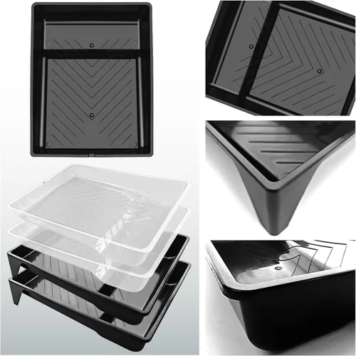Vista 3 de Great Andrew Paquete de 4 Forros para Bandejas de Pintura de 9 Pulgadas, 2 Bandejas de Plástico Resistente con 2 Forros Desechables para Bandejas