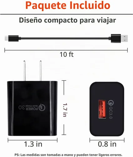 Vista 5 de Cable de carga tipo C QC3.0 de 10 pies y 18 W para Samsung Galaxy Tab A9, A9+ Plus, Galaxy Tab S6 Lite, Tab A7 10.4 pulgadas, A7 Lite 8.7 pulgadas
