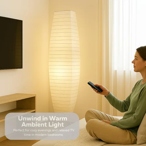 Vista 6 de LIGHTACCENTS Lámparas de pie de papel de arroz para sala de estar, paquete de 2 lámparas de pie de papel blanco con interruptor de pie