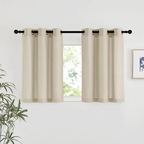 Vista 193 de NICETOWN - Cortinas de lino angora para ventana de cocina sobre el fregadero, con ojales, lino grueso angora, tratamientos cortos para ventanas