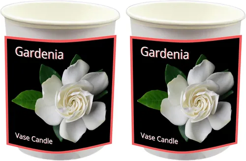 Vista 4 de Gardenia - Vela en jarrón con diseño de flores Gardenia, juego transparente
